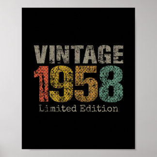 Poster Édition limitée vintage 1958 Cadeaux d'anniversair