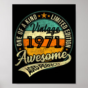 Poster Édition limitée Vintage 1971 55 ans 55e naissance
