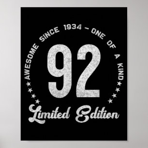 Poster Édition limitée vintage 19 ans 92 ans 92e annivers