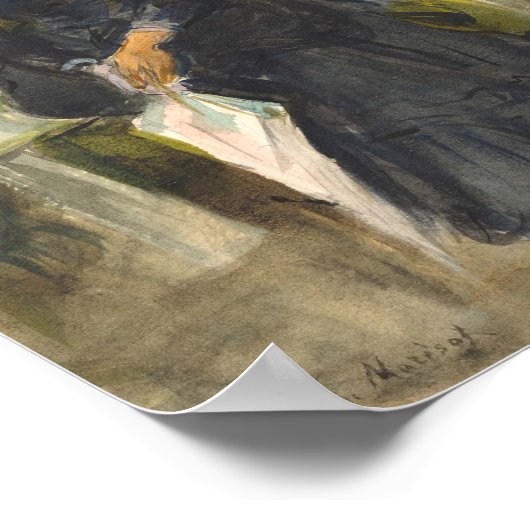 Poster Edma assis dans un parc | Berthe Morisot (Coin)