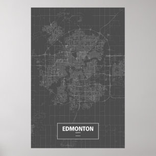 Poster Edmonton, Alberta (blanc sur noir)