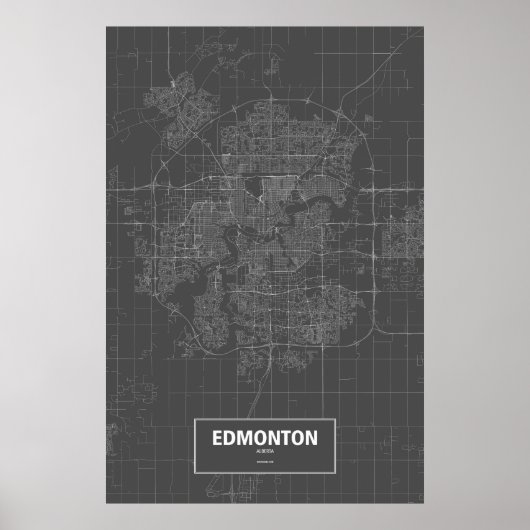 Poster Edmonton, Alberta (blanc sur noir) (Devant)
