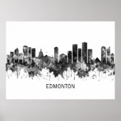 Poster Edmonton Canada Skyline BW (Devant)