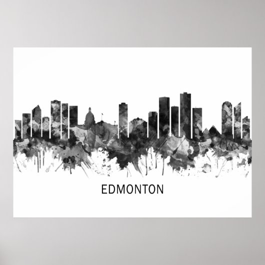 Poster Edmonton Canada Skyline BW (Devant)