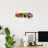 Poster Edmonton skyline in background watercolor (Bureau à domicile)