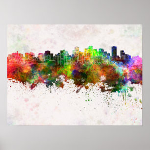 Poster Edmonton skyline in background watercolor