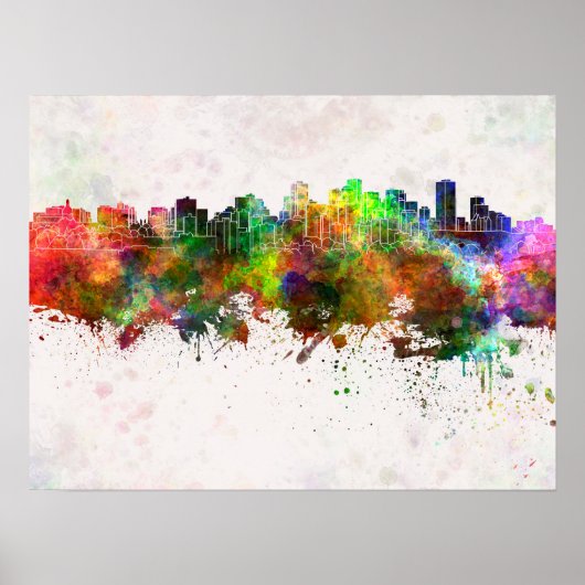 Poster Edmonton skyline in background watercolor (Devant)