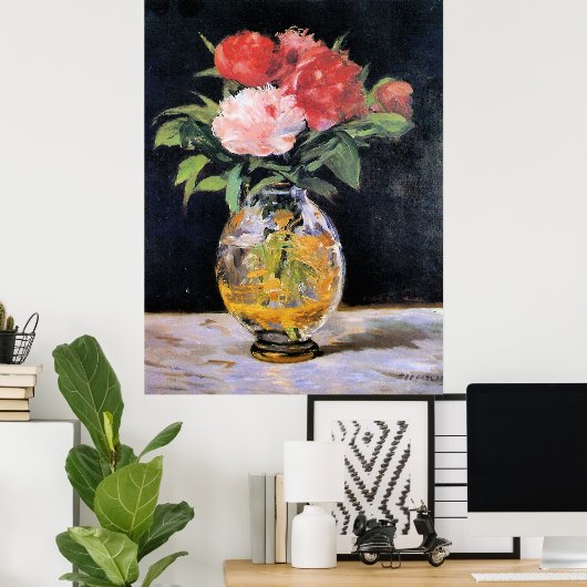 Poster Edouard Manet - Bouquet de fleurs, (Bureau à domicile)