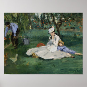 Poster Edouard Manet - La Famille Monet dans son jardin
