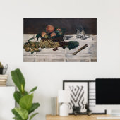 Poster Edouard Manet - Nature morte, Fruits sur table (Bureau à domicile)