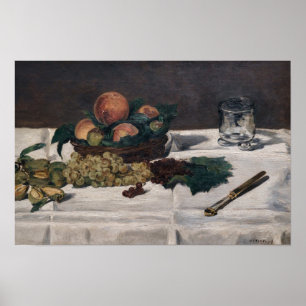 Poster Edouard Manet - Nature morte : fruits sur une tabl