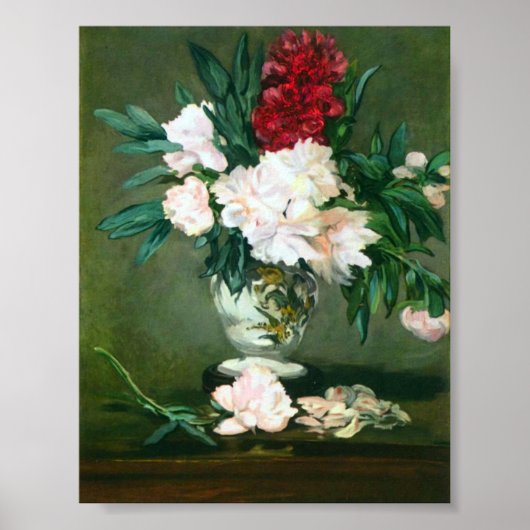 Poster Edouard Manet - Vase à vie morte avec des pivoines (Devant)