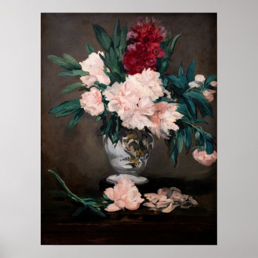 Poster Edouard Manet - Vase de pivoines sur petit piédest (Devant)