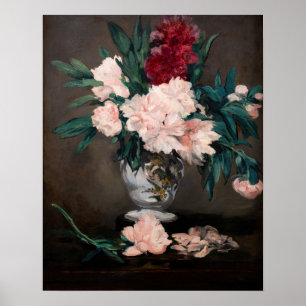 Poster Edouard Manet - Vase de pivoines sur petit piedouc