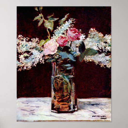 Poster Edouard Manet - Vie morte lilas et roses (Devant)