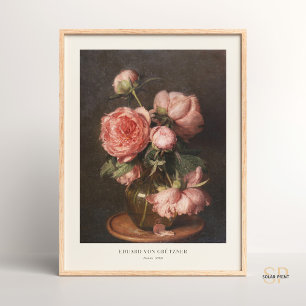 Poster Eduard Von Grutzner Peonés Encore Vie Fleur Rose