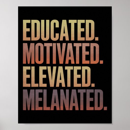 Poster Educated Motivated Elevated Melanated Black Histor (Devant)