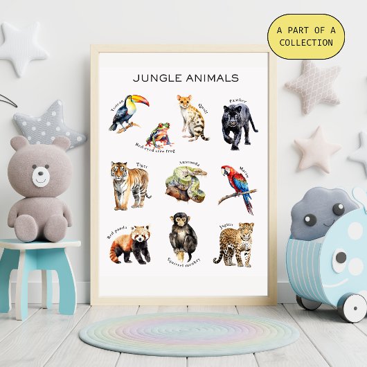 Poster éducatif Jungle Animaux