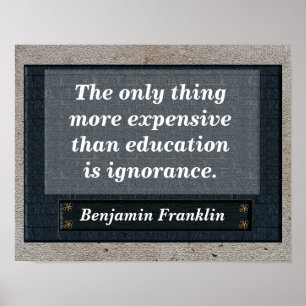 Poster Education quote - Benjamin Franklin