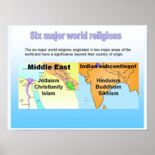 Poster Éducation, Six grandes religions mondiales