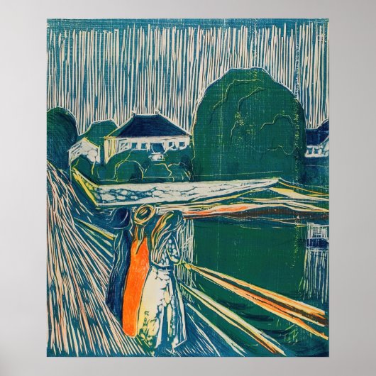 Poster Edvard Munch - Les Filles sur le Pont, Lithographi (Devant)
