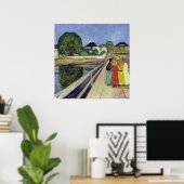 Poster Edvard Munch Peinture Girls on the Bridge (c 1902) (Bureau à domicile)