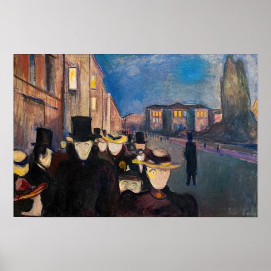 Poster Edvard Munch - Soirée dans la rue Karl Johan (Devant)