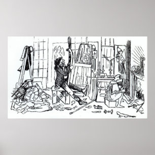 Poster Edward Burne-Jones à l'oeuvre dans son studio