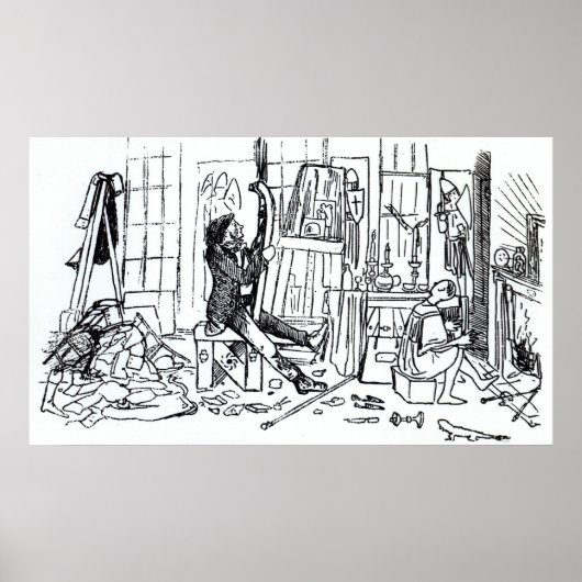 Poster Edward Burne-Jones à l'oeuvre dans son studio (Devant)