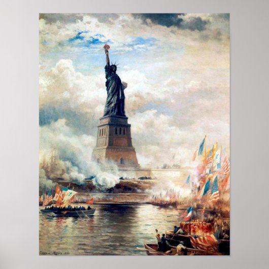 Poster Edward Moran | Dévoiler la statue de la liberté (Devant)
