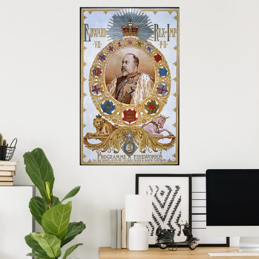 Poster Edward VII, Programme des feux d'artifice (Bureau à domicile)