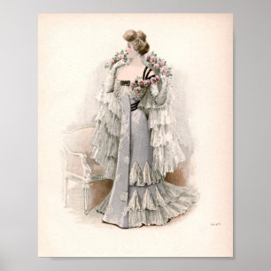 Poster Edwardian Lady Adorée Avec La Mode Vintage Rose