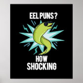 Poster Eel Puns Comment Choquant Funny Animal Pun Dark BG (Devant)