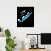 Poster Eelin Great Funny Slippery Eel Pun Dark BG (Bureau à domicile)