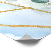 Poster Eeucalyptus floral bleu glace et cadre or bienvenu (Coin)