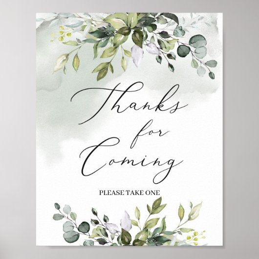 Poster Eeucalyptus vert moderne merci d'être venu signe (Devant)