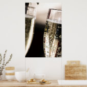 Poster Effervescence Dorée : Bulles de Champagne Macro Ar (Cuisine)