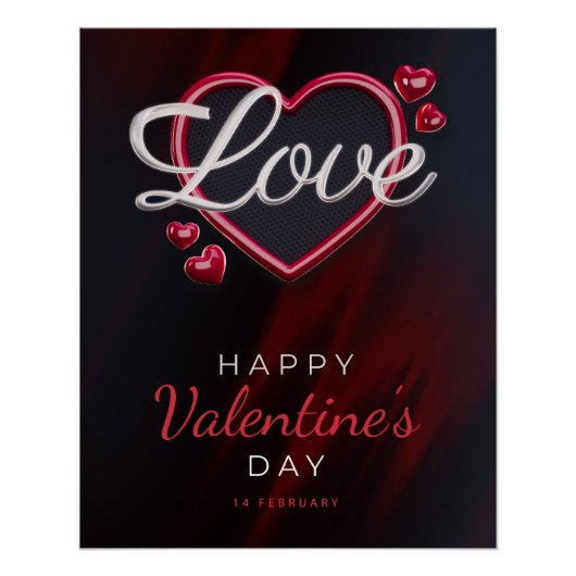 Poster Effet 3d Heureuse Sainte-Valentin Texte-23120 (Devant)