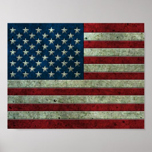 Poster Effet acier vieilli du drapeau américain (Devant)