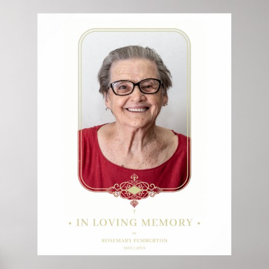 Poster Effet de dentelle ornementale d'effet doré funérai (Devant)