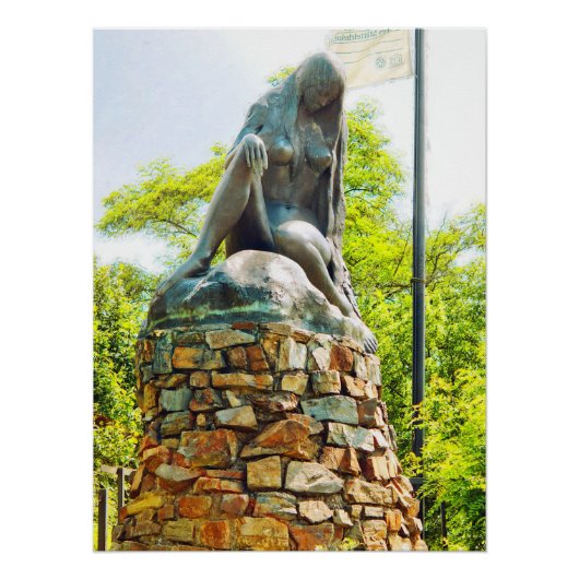 Poster Effet de peinture de la statue de Lorelei du Rhin (Devant)