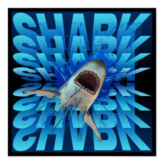 Poster effet de texte requin typographie (Devant)