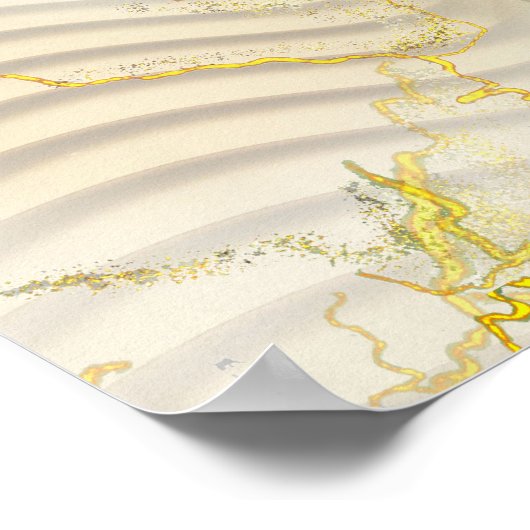 Poster Effet d'étirement or Elegant & Rose Feuilles et oi (Coin)