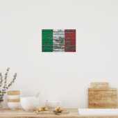 Poster Effet Drapeau italien sur les panneaux de bois bru (Cuisine)