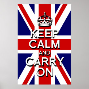Poster Effet élevé 3D maintenez calme sur le drapeau u.k