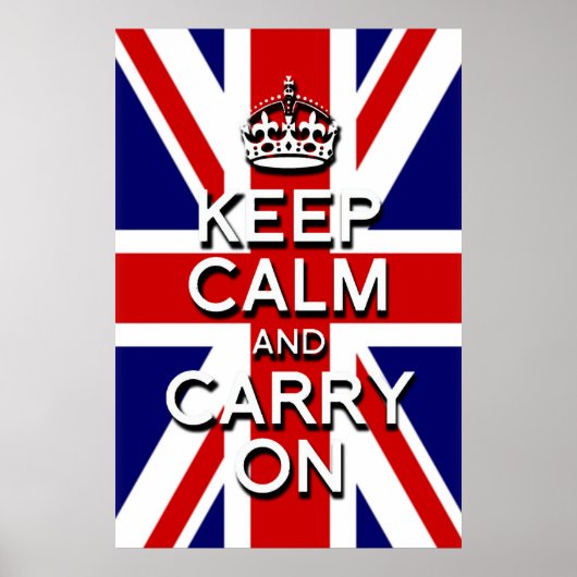 Poster Effet élevé 3D maintenez calme sur le drapeau u.k (Devant)