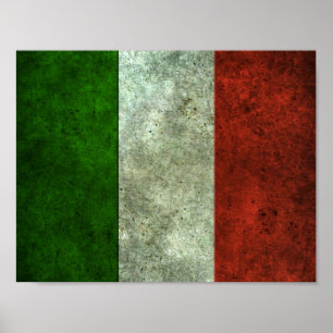 Poster Effet en acier âgé par drapeau italien