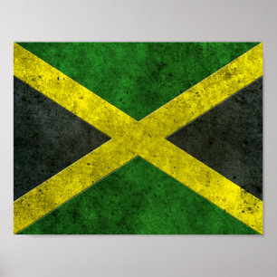 Poster Effet en acier âgé par drapeau jamaïcain