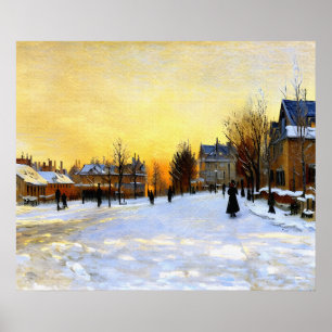 Poster Effet neige - La rue à Argenteuil en hiver