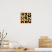 Poster Effet papier collé Collection papillon Vintage (Cuisine)